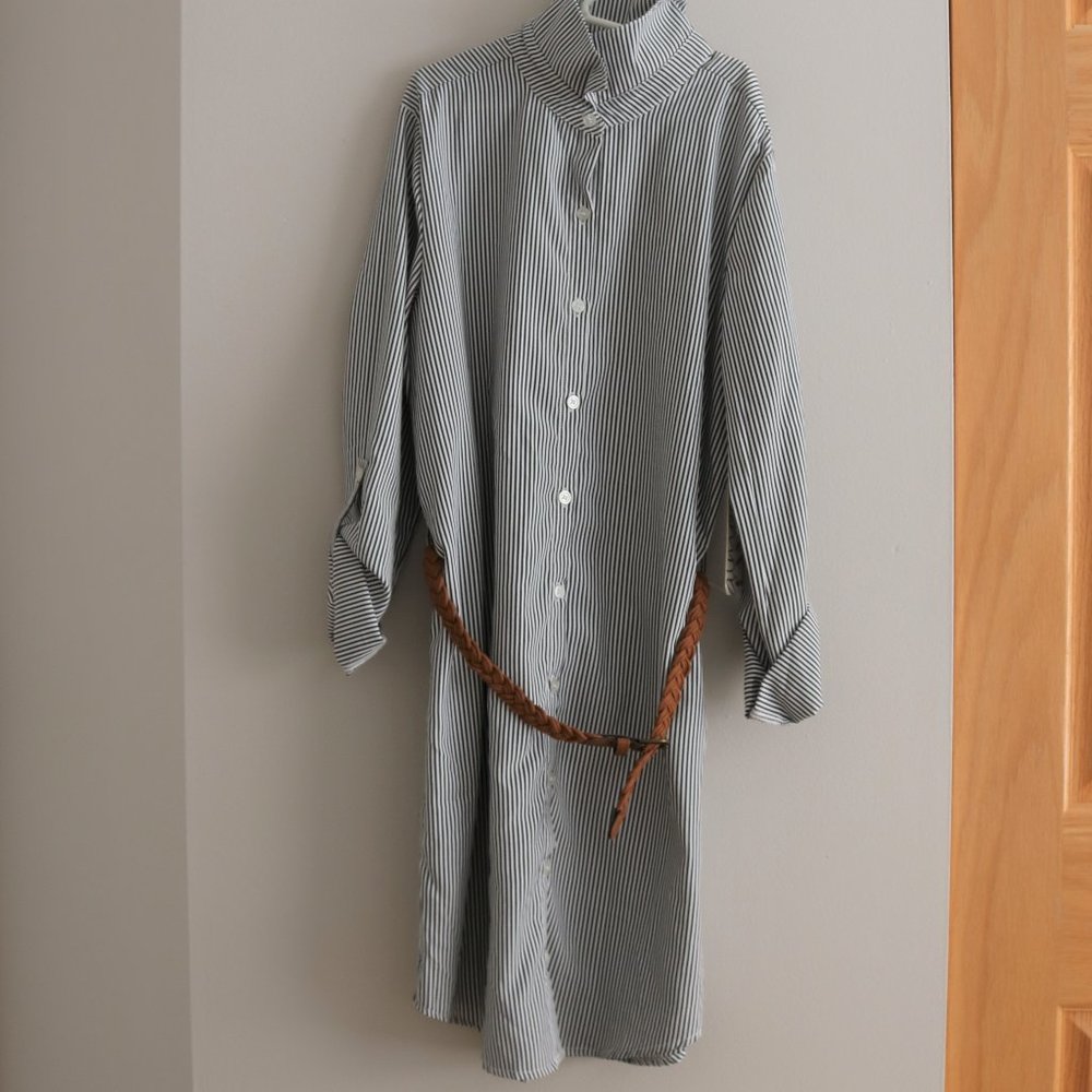 Almost Famous Striped Button Shirt Dress with Belt